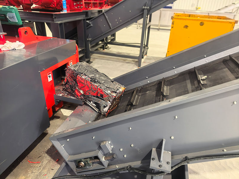 ENERPAT AMB-H2014-250 Metal Scrap Baler & MSB-E1200 Dual Shaft Shredder Installed