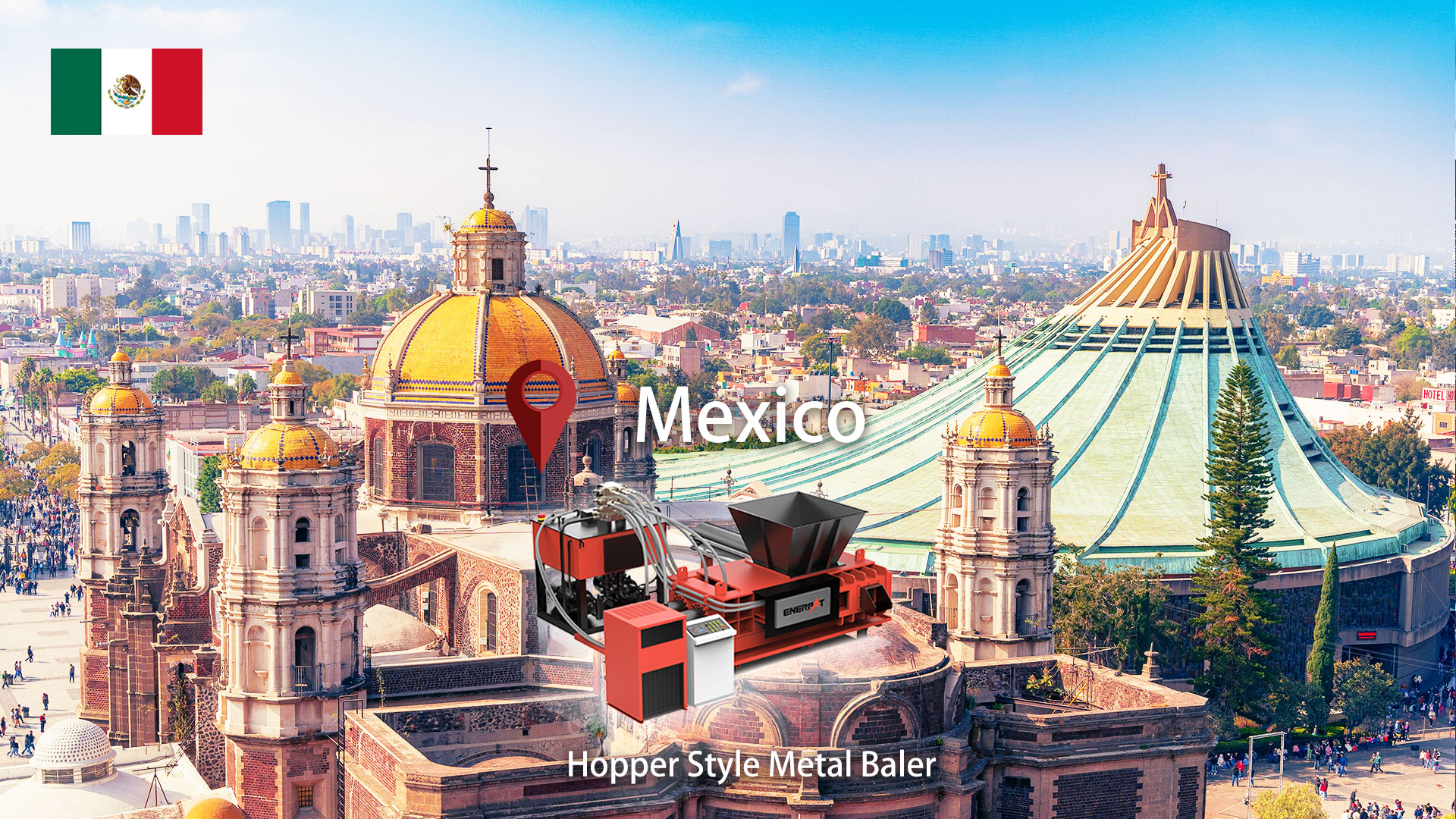 Mexico: ENERPAT AMB-H2014-250 Hydraulic Aluminum Can Baler Installed