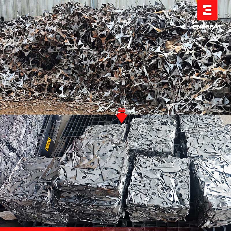 ENERPAT AMB-H1075-250 Metal Compactor Machine for Stamping Scrap Installed