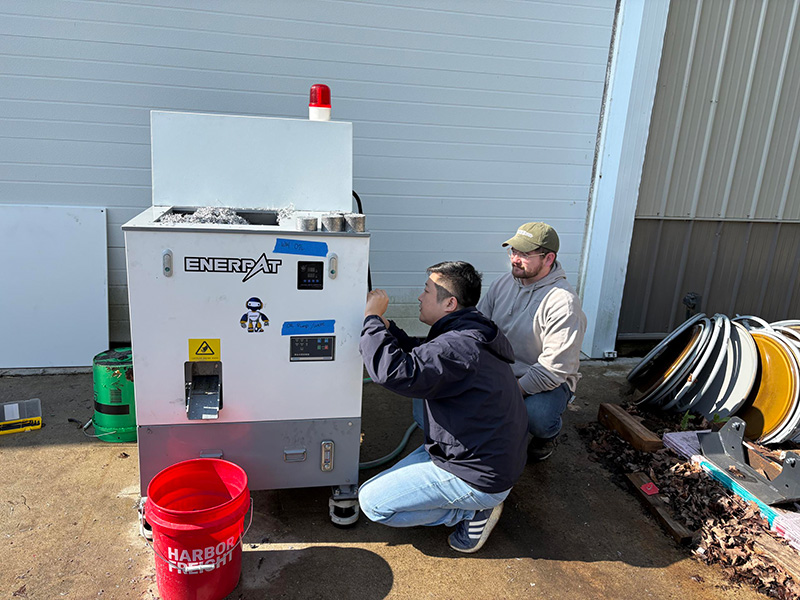 Brazil, Indiana: ENERPAT BM-570 Small Metal Briquetter Press Machine Installed