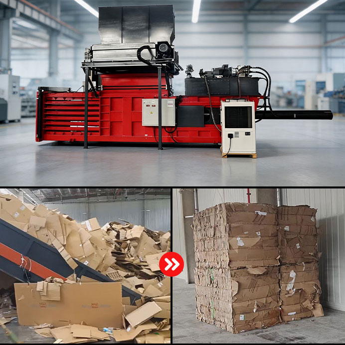 Closed-End Manual-Tie Horizontal Cardboard Baler
