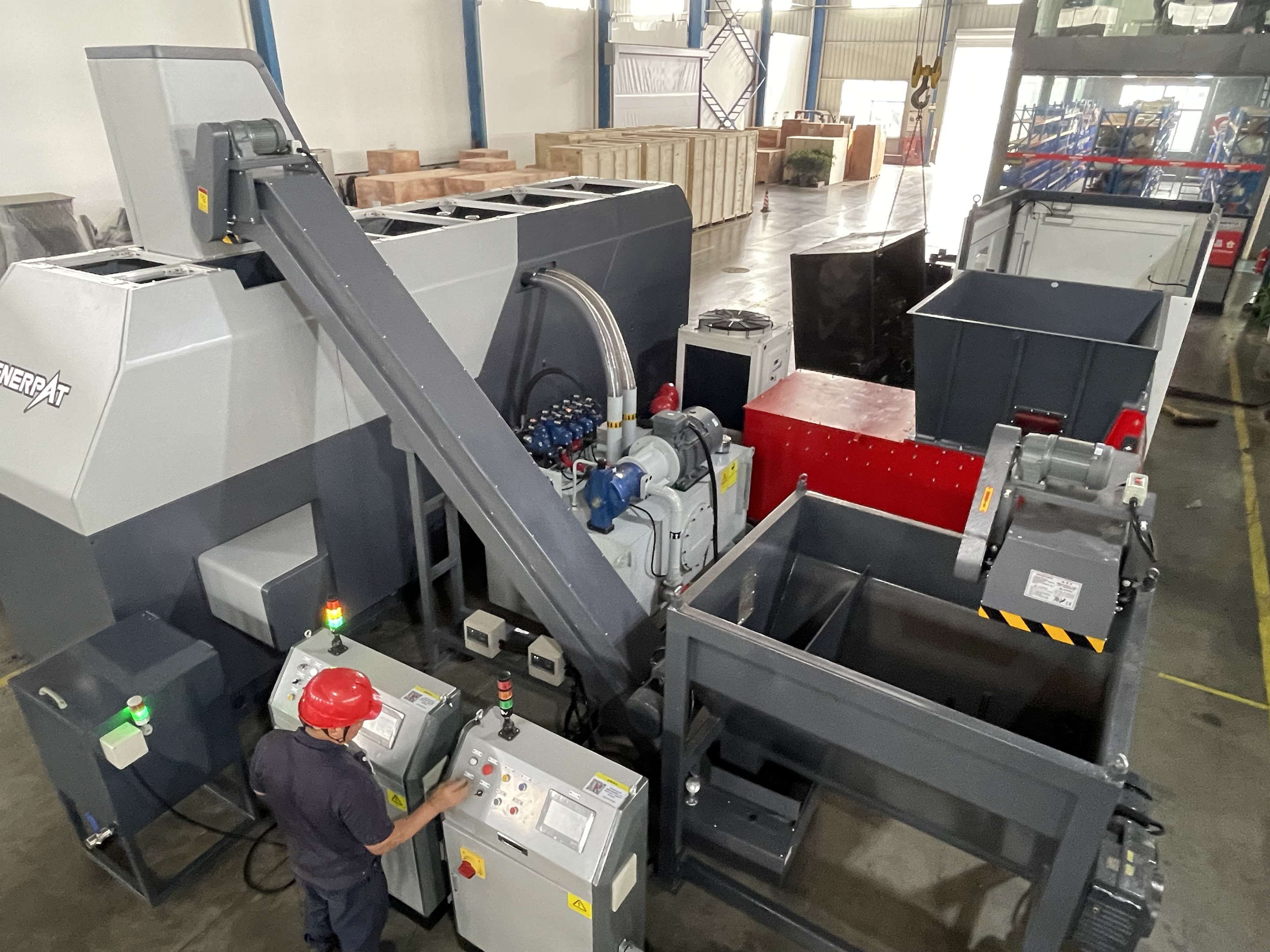 ENERPAT BM-4015 BRIQUETTING PRESS LINE To Indonesia,used for iron filings