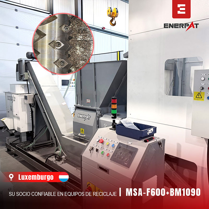 Luxembourg: ENERPAT MSA-F600 Single Shaft Shredder & BM-1090 Copper Briquette Machine Installed