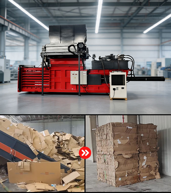 Closed-End Manual-Tie Horizontal Cardboard Baler