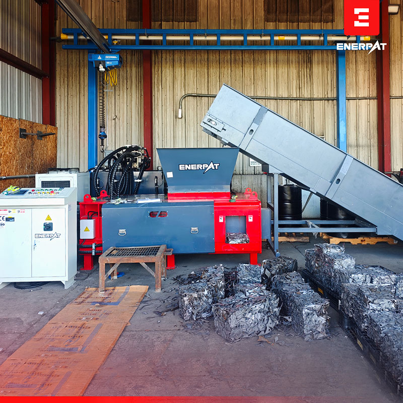 ENERPAT AMB-H1075-250 Metal Compactor Machine for Stamping Scrap Installed